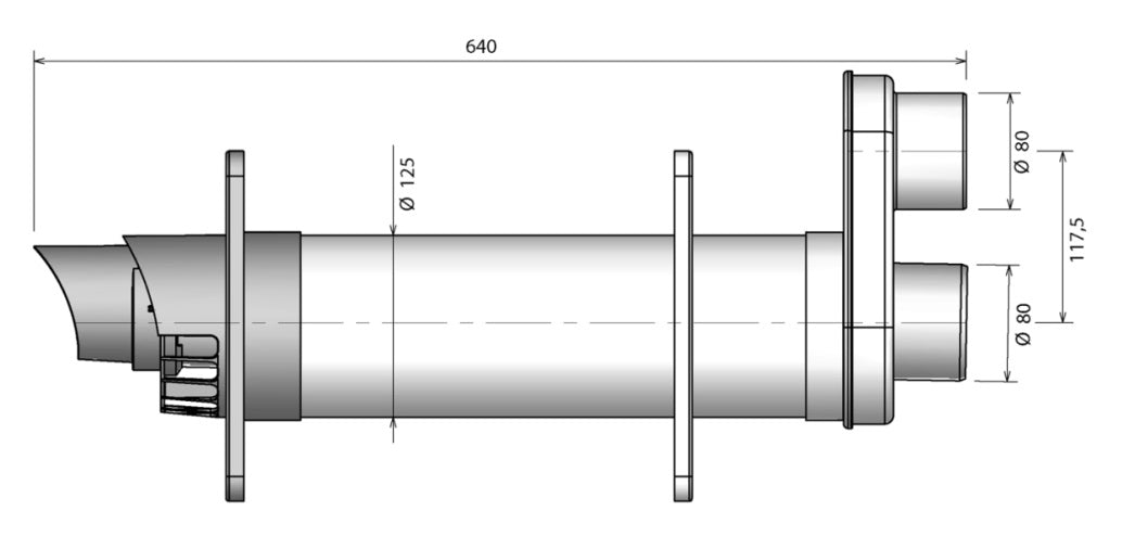 Burgerhout EasySafe PP muurdoorvoer 80/125mm met broekstuk 80/80mm