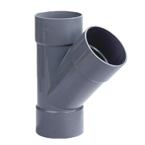 Dyka PVC T-stuk 40mm 3x lijmmof 45° grijs - cvketel.nl 